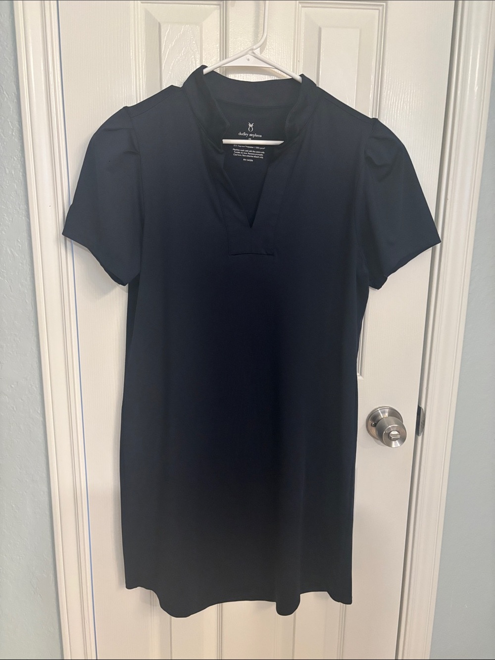 Dudley Stephens Parker Puff Sleeve Dress in luxe stretch navy medium
